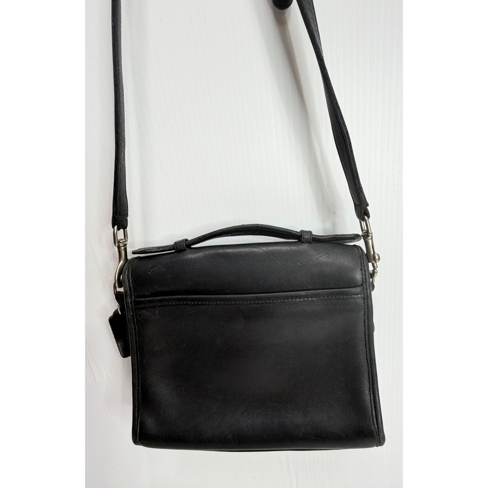 Vintage Coach Station Bag 9870 Black Leather Crossbody Satchel Made USA - Picture 4 of 16